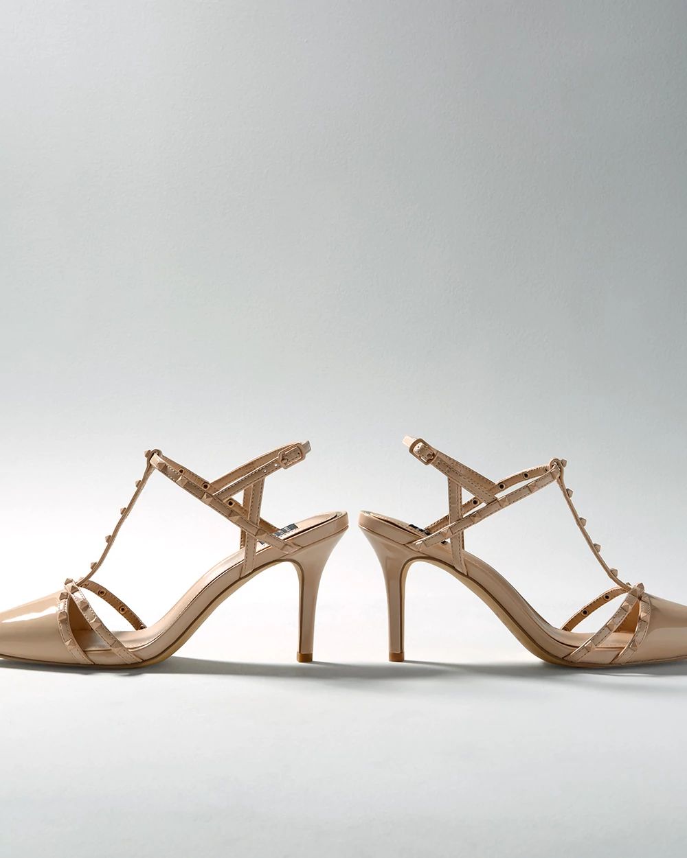 Strappy Studded Mid-Heel Pump