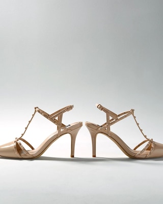 Strappy Studded Mid-Heel Pump