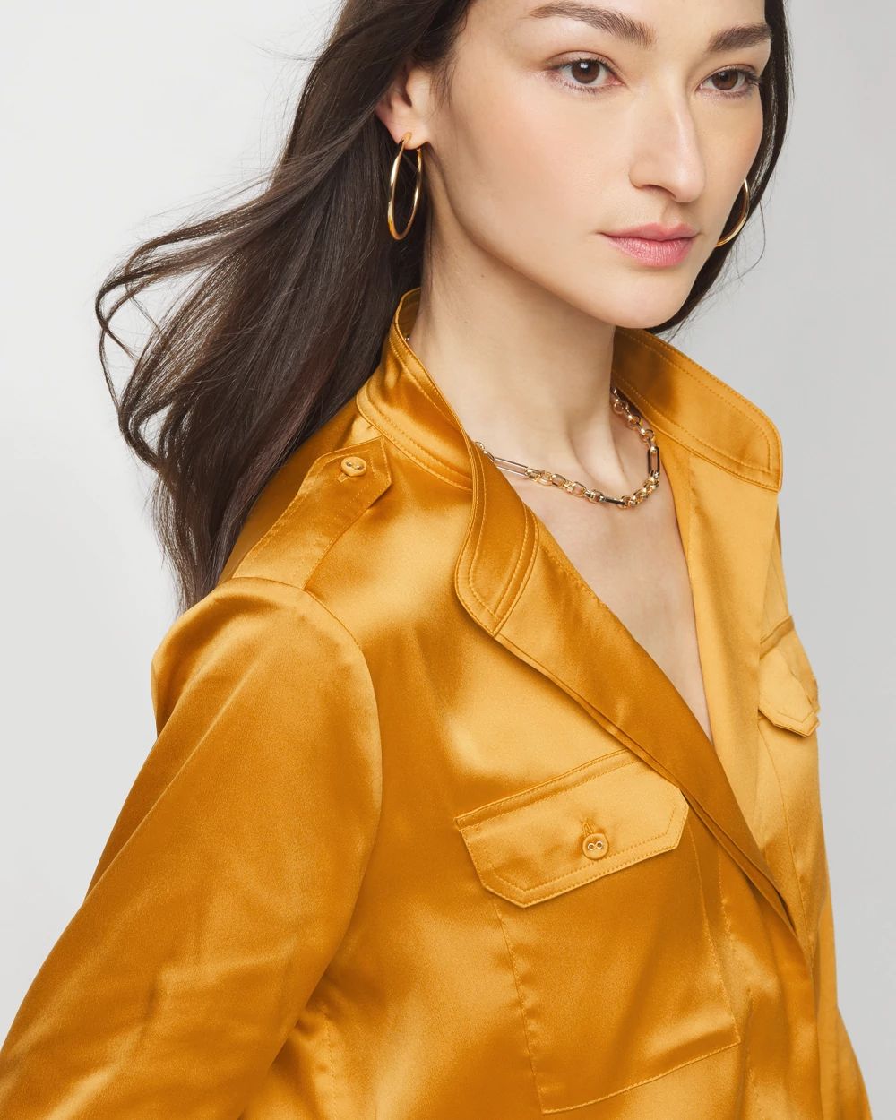 Long Sleeve Collar Pocket Shirt