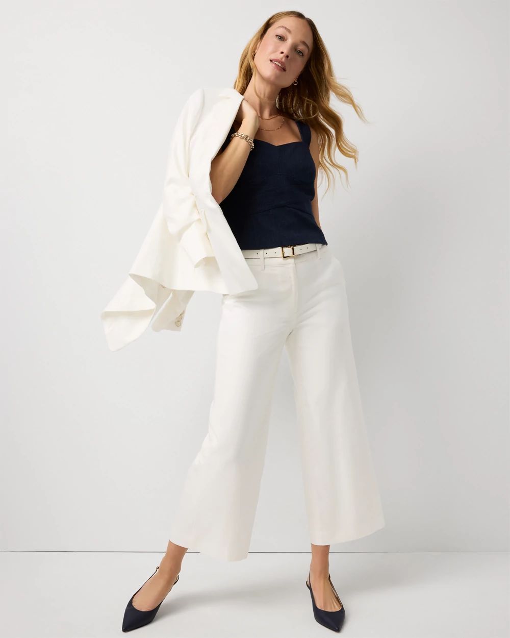 High Rise Wide Leg Crop Pant