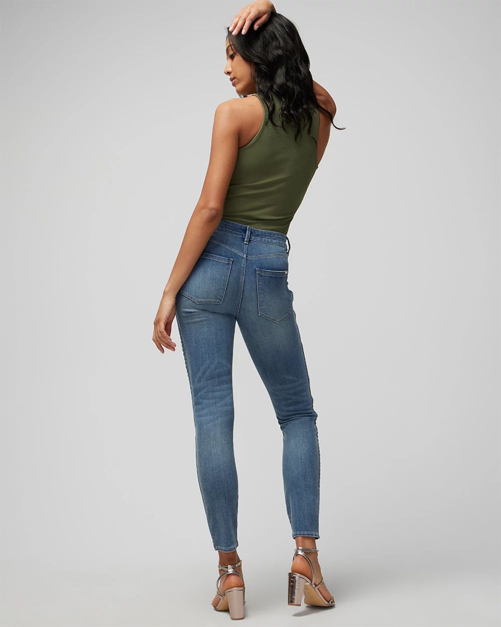 High Rise Sculpt Pleated Skinny Jeans click to view larger image.