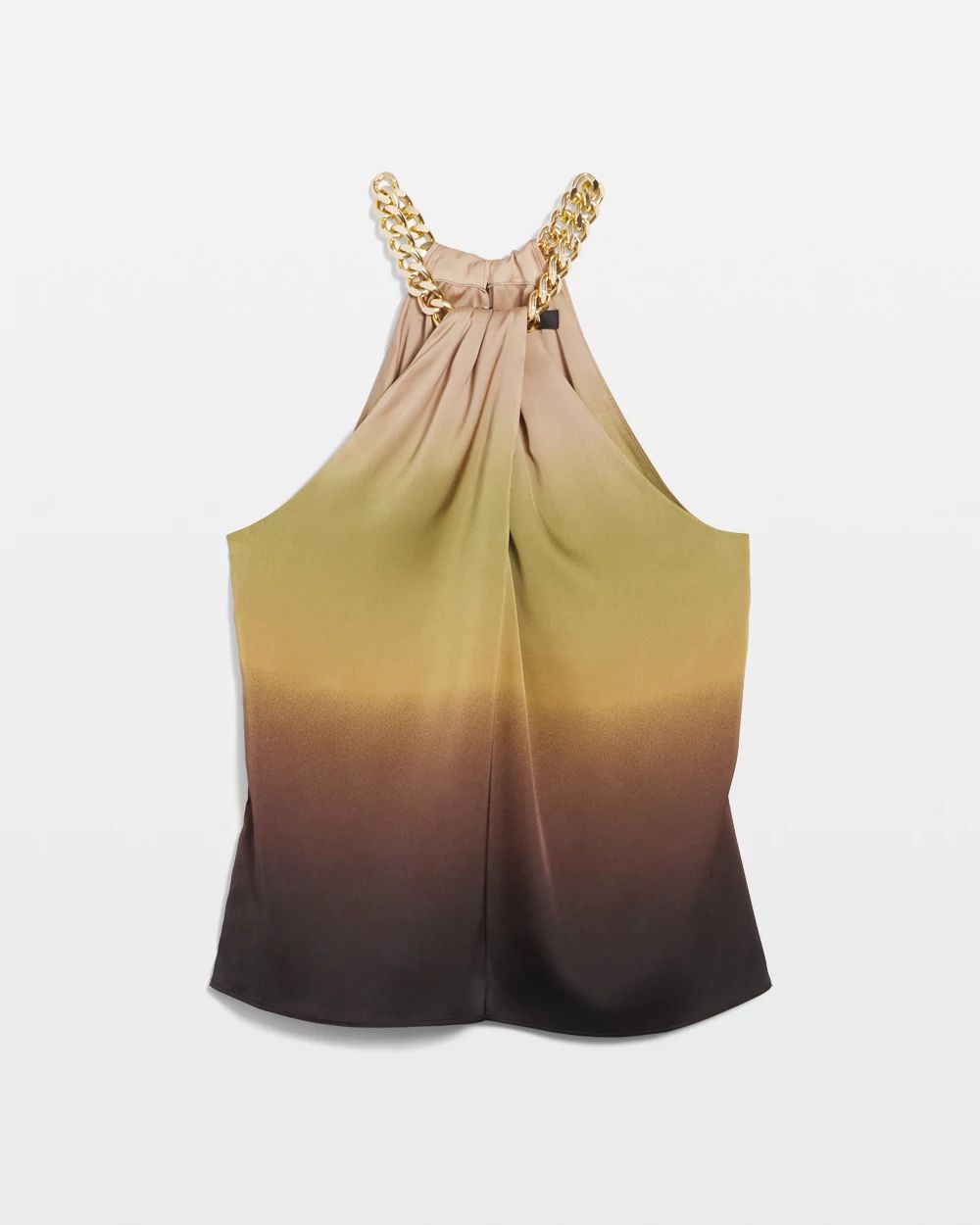 Petite Satin Chain-Neck Halter Top