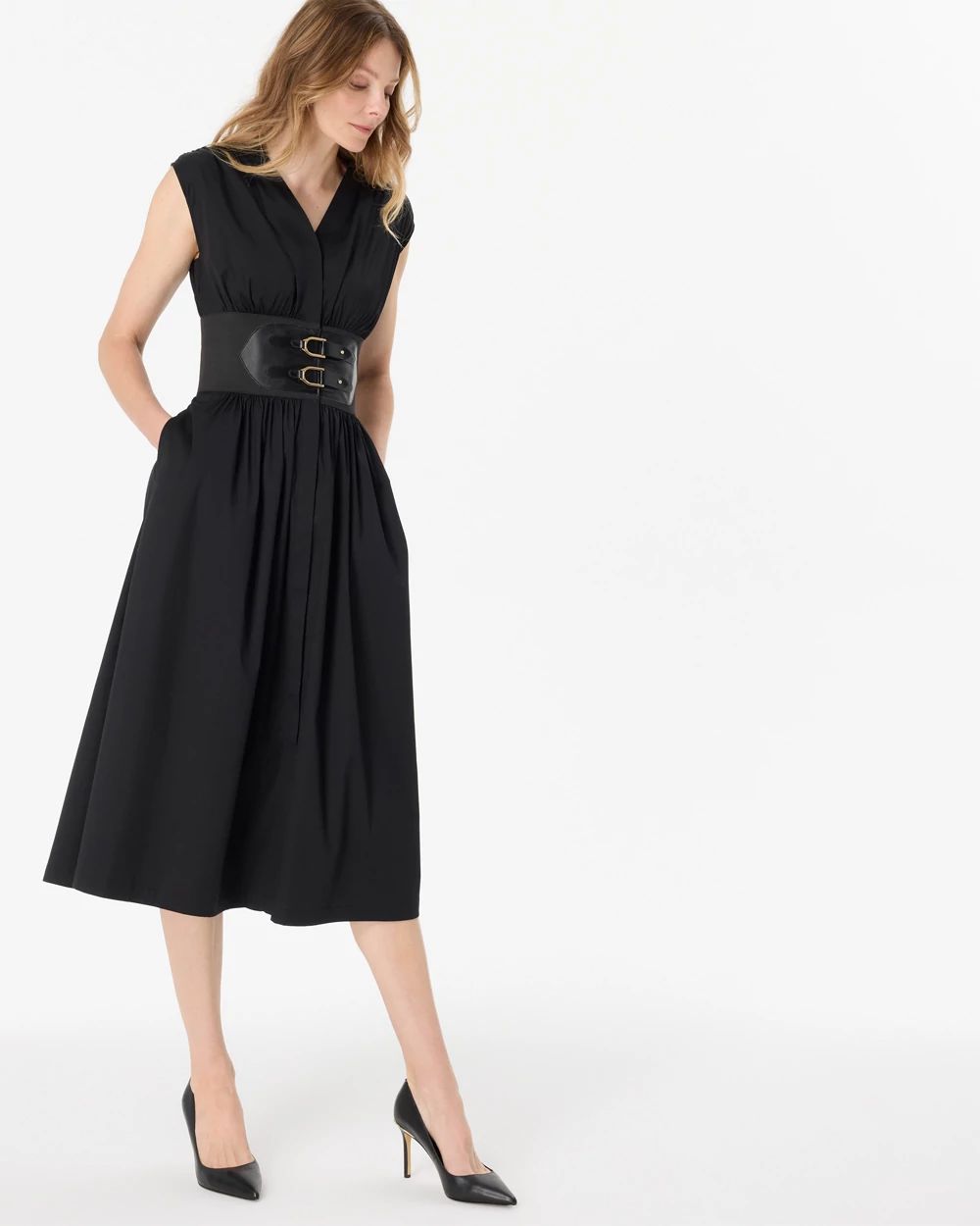 Belted Midi Dress click to view larger image.