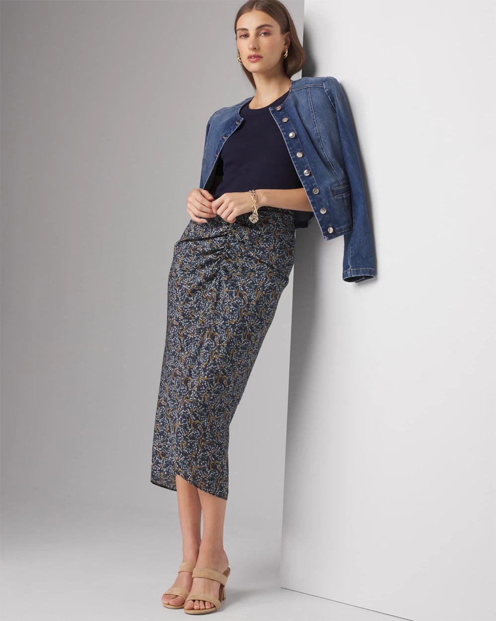 Draped Printed Skirt - image 4