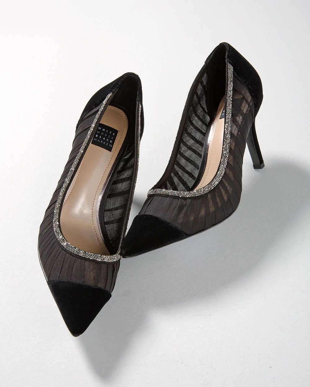 Mesh & Hematite Mid-Heel Pump
