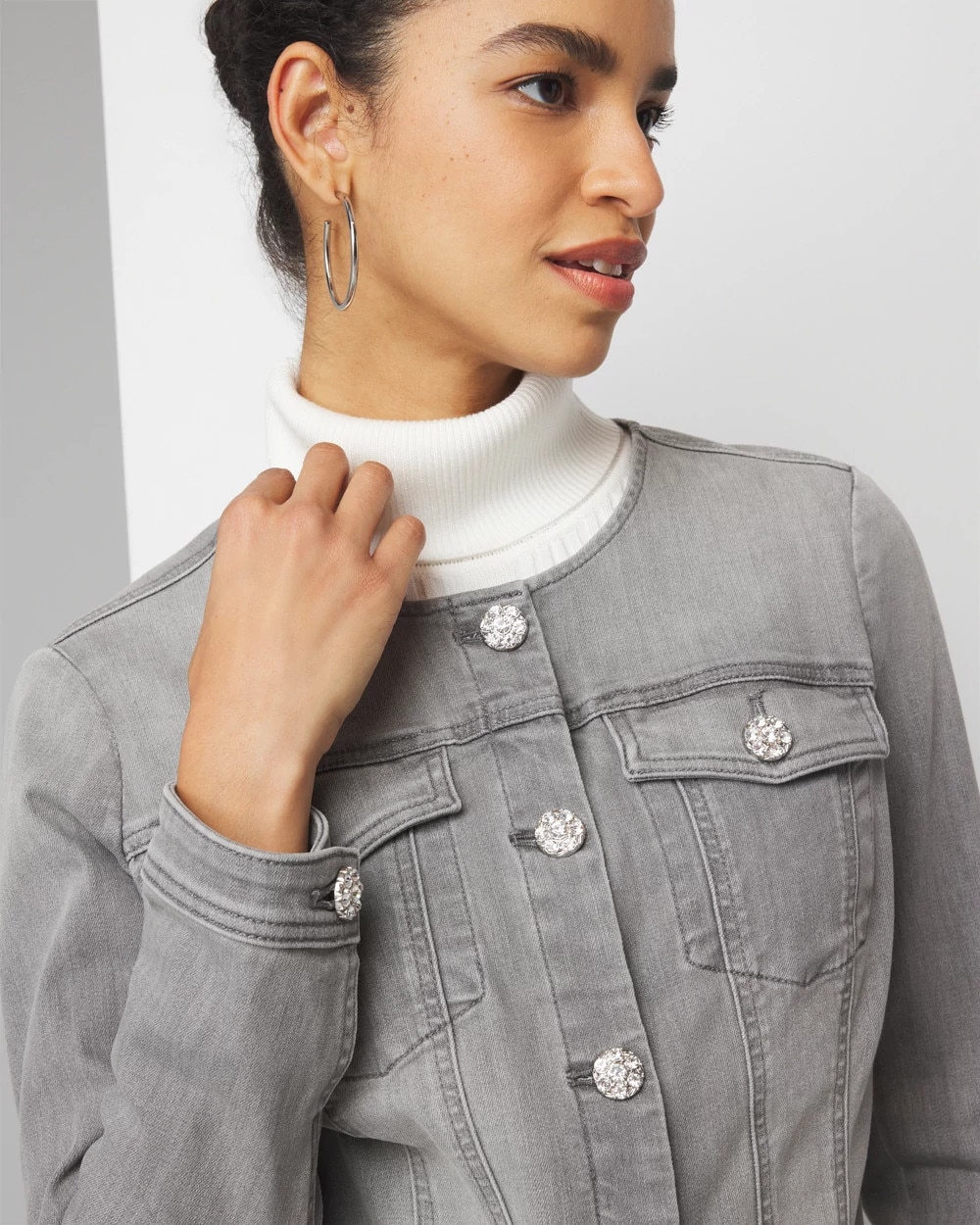 Cropped Denim Jacket - image 3