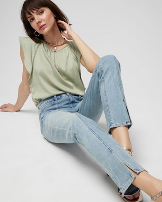 High-Rise Sculpt Seamed Slim Crop Jeans click to view larger image.