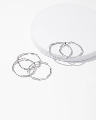 Silver Tone Pavé Stretch Bracelets click to view larger image.