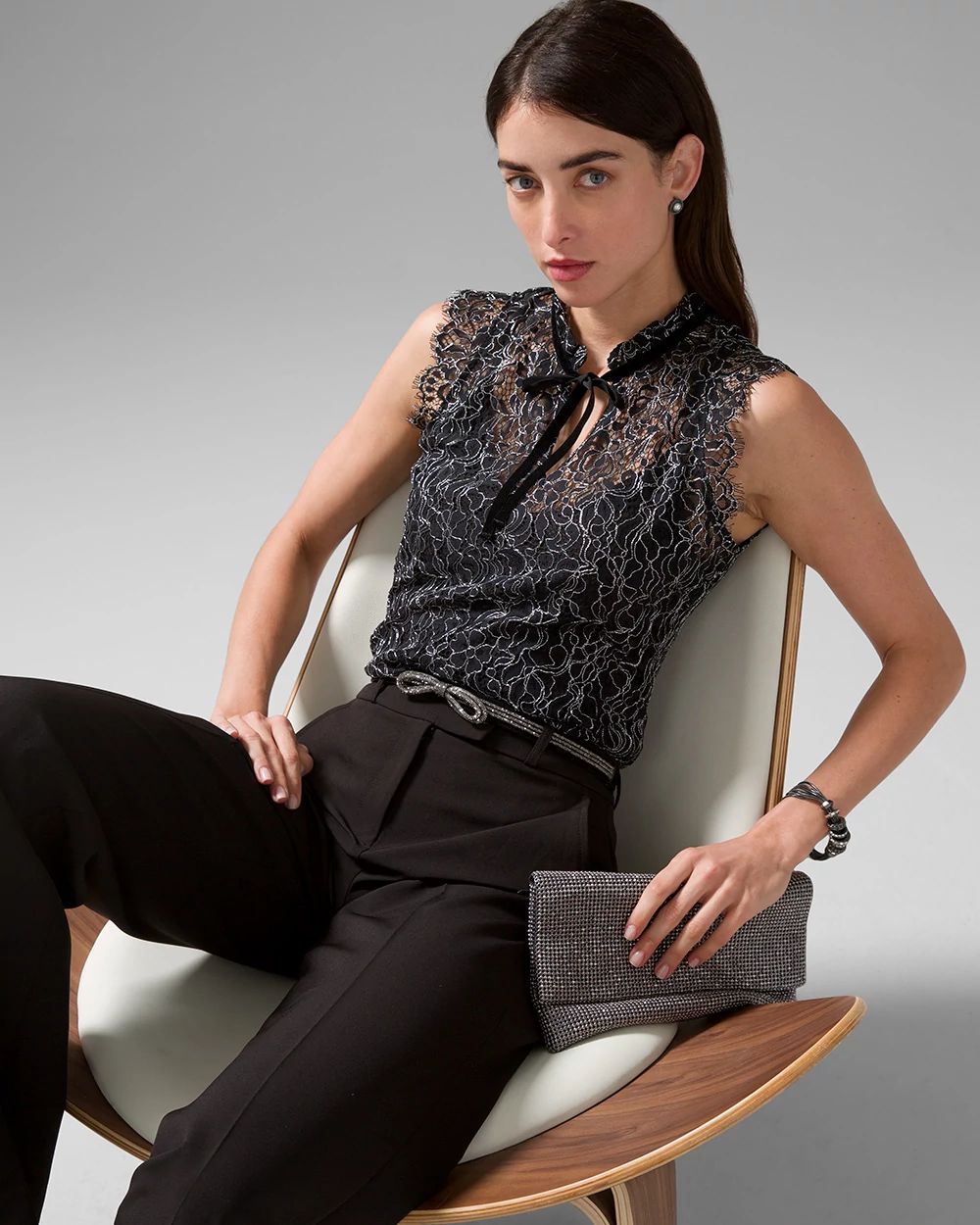 Sleeveless Lace High-Neck Shell