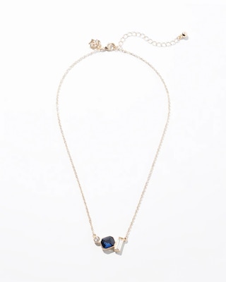 Gold Crystal Dark Blue Pendant Necklace click to view larger image.