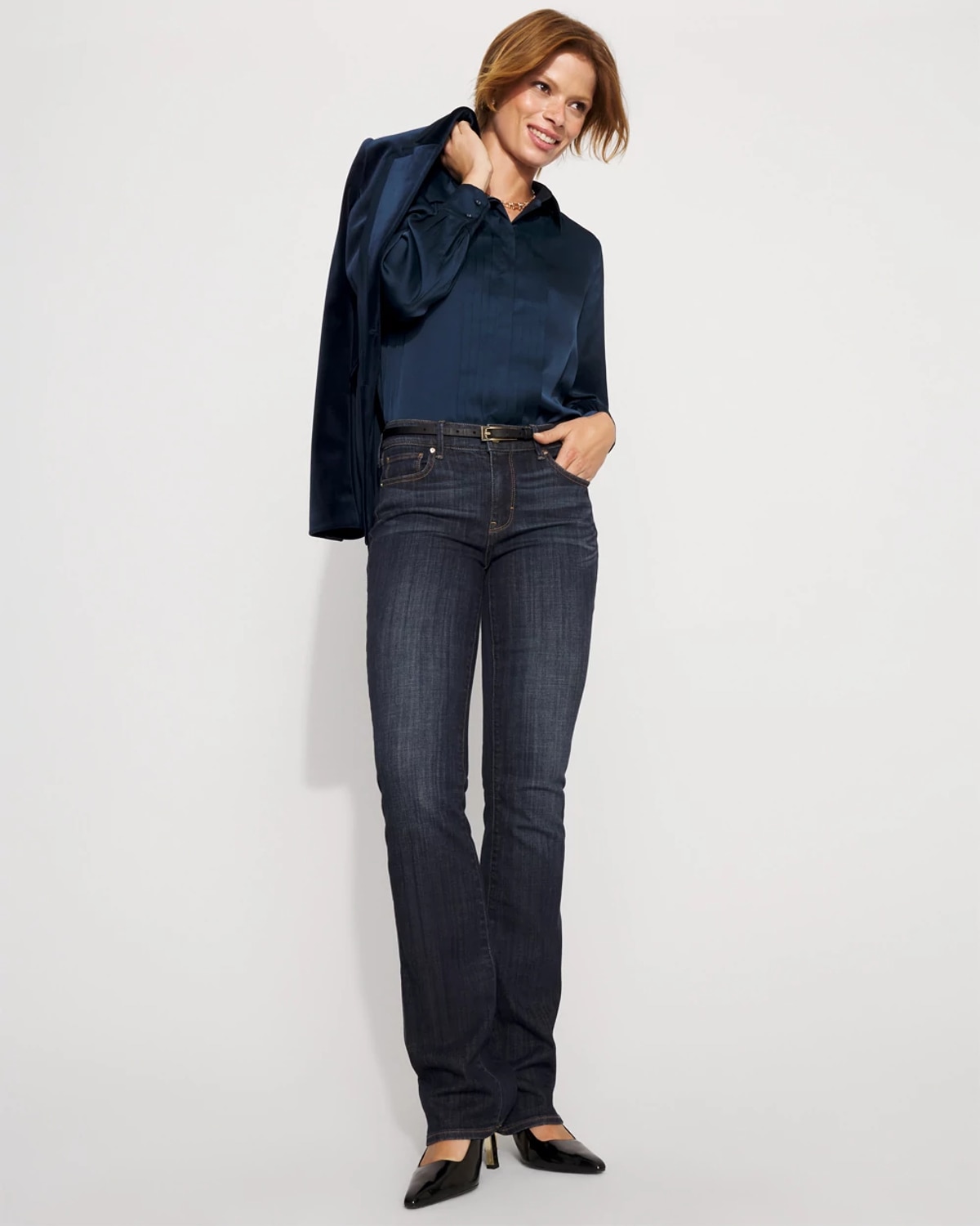 White House Black Market Pintuck Satin Shirt