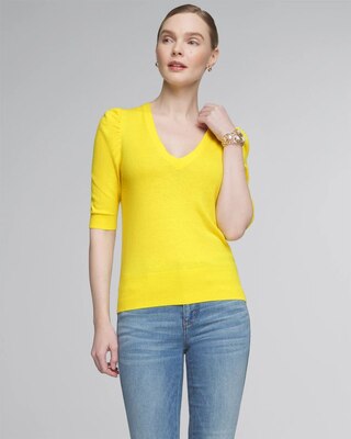 Cashmere Blend Puff Sleeve Sweater