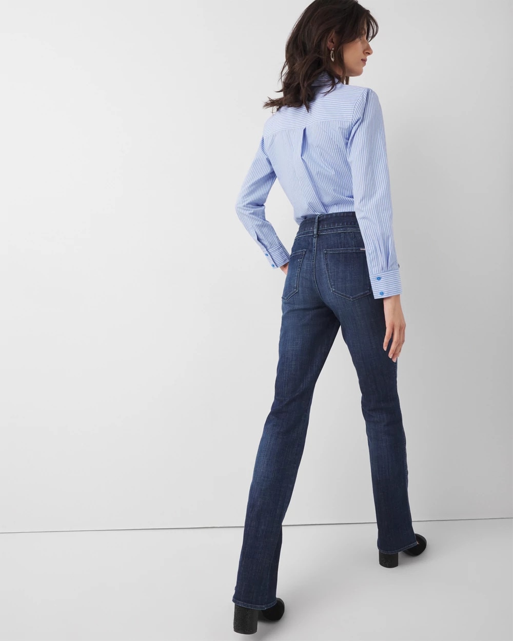 High-Rise Belted Skinny Flare Jeans