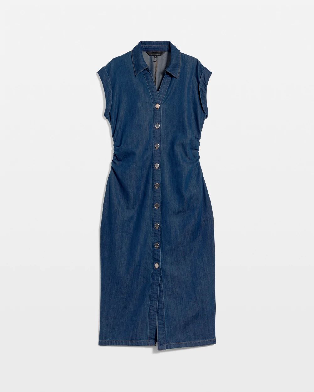 Petite Button Front Midi Shirt Dress