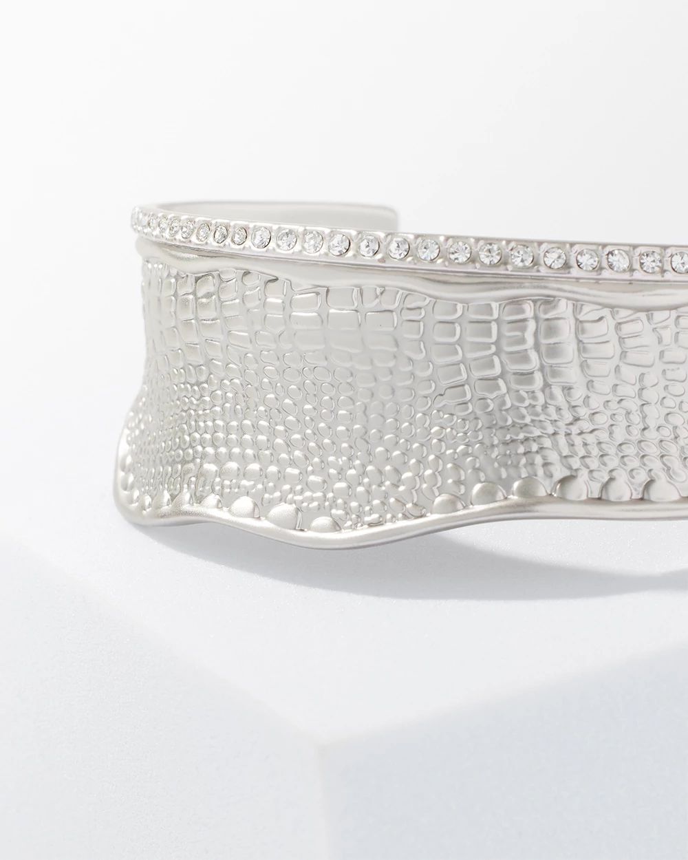 Silver Croc Cuff Bracelet