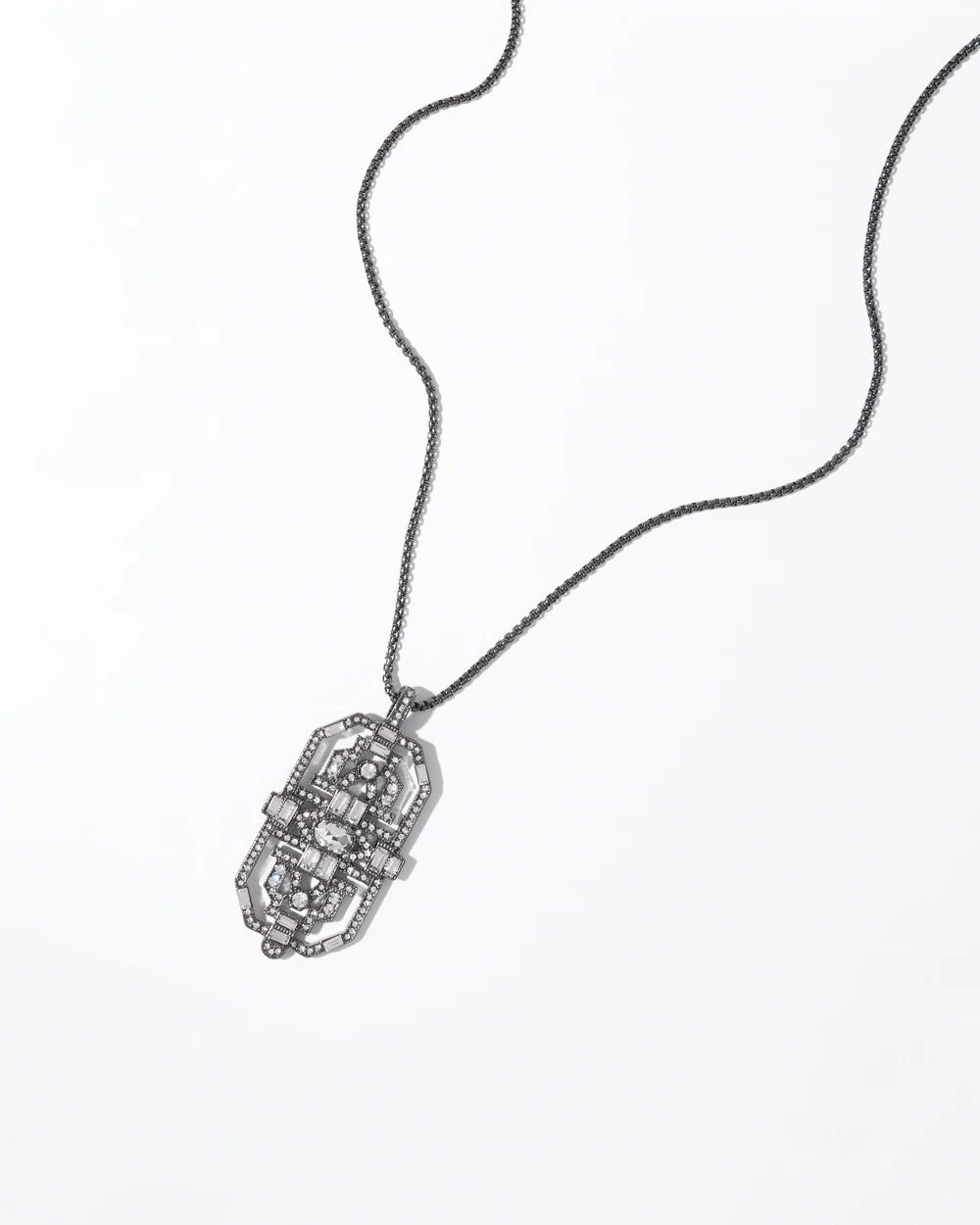 Art Deco Hematite Adjustable Pendant