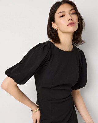 Puff Sleeve Midi Sheath Dress click to view larger image.