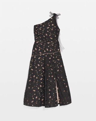 One-Shoulder Lace Midi Dress click to view larger image.