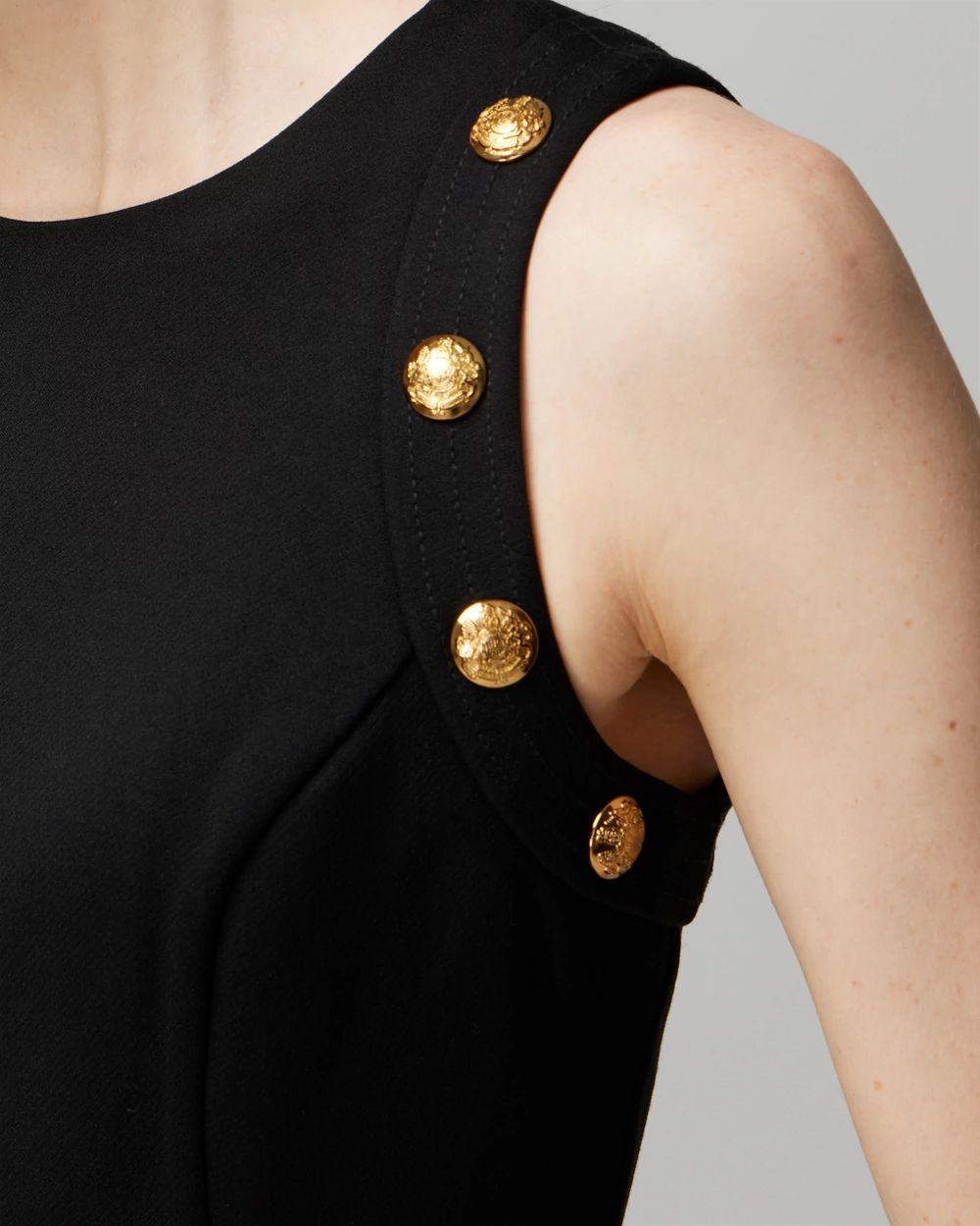 Luxe Stretch Button Detail Fit & Flare Dress