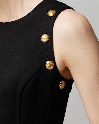 Luxe Stretch Button Detail Fit & Flare Dress