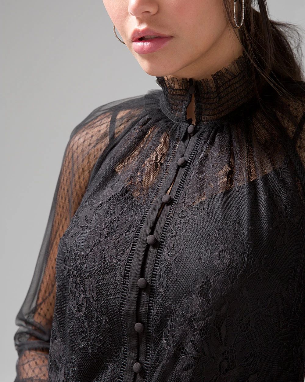 Tulle Mixed Lace Blouse click to view larger image.