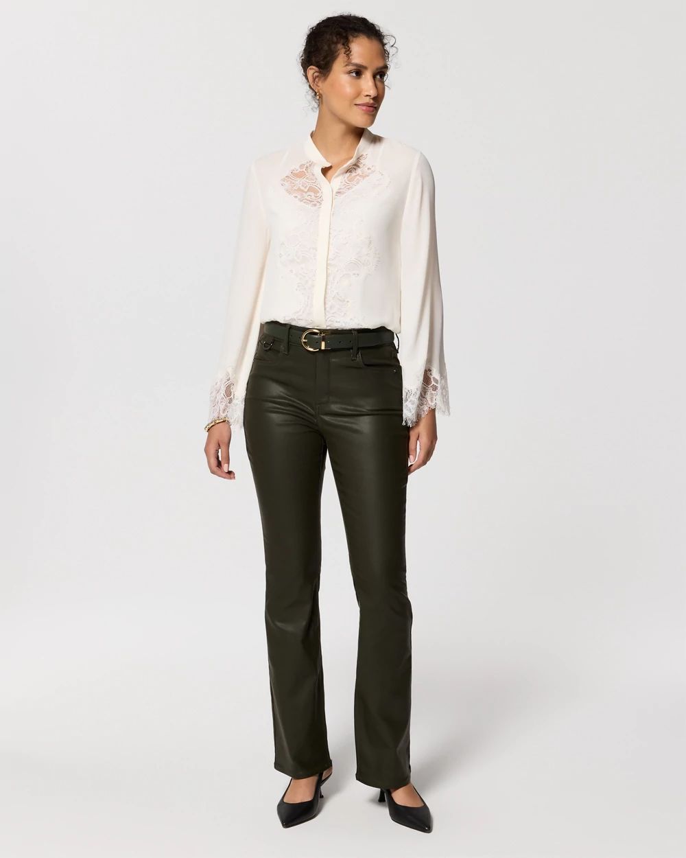 Coated High-Rise Micro Bootcut Jeans
