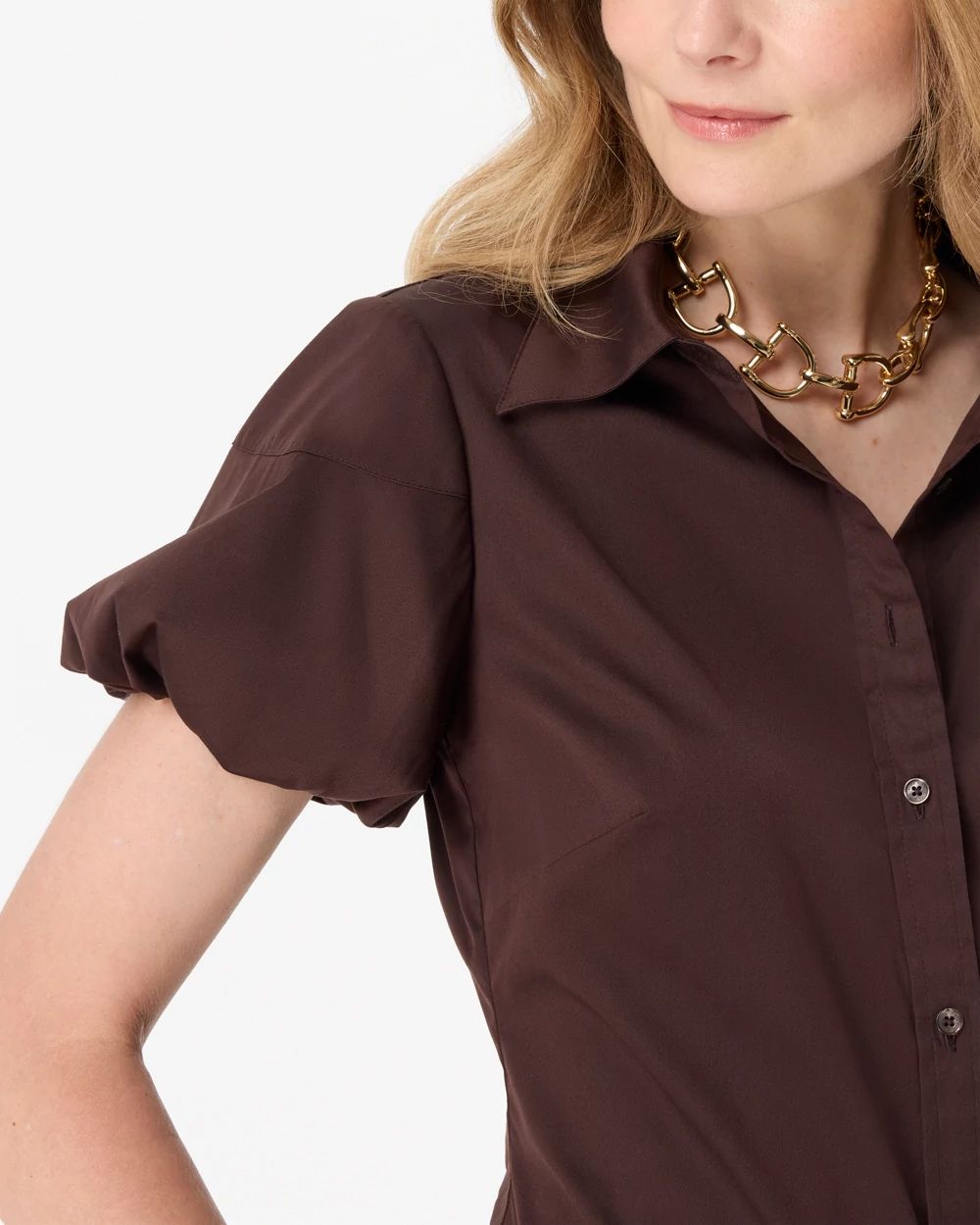 Puff Sleeve Poplin Shirt click to view larger image.