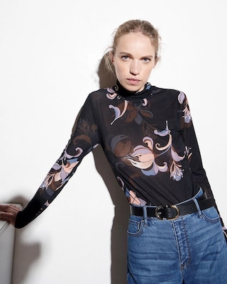 Long Sleeve Mesh Turtleneck click to view larger image.