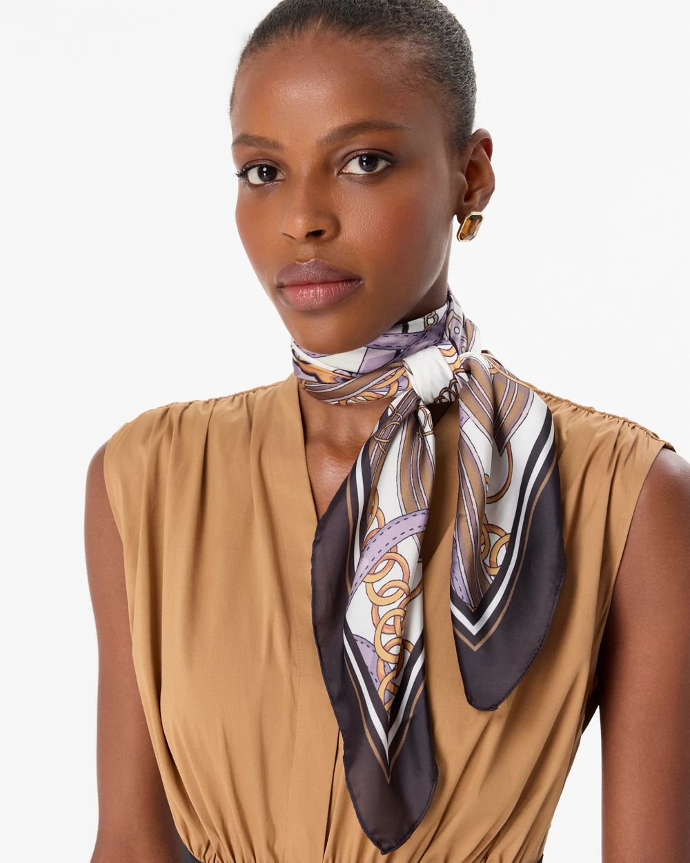 Buckle + Chain Print Square Scarf