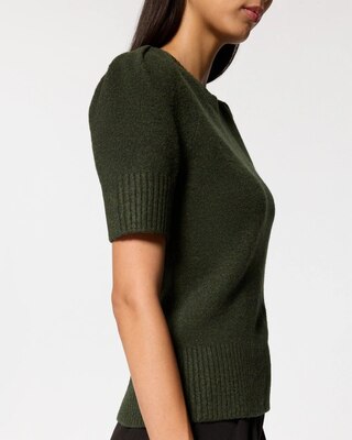 Crew Neck Elbow Sleeve Pullover click to view larger image.