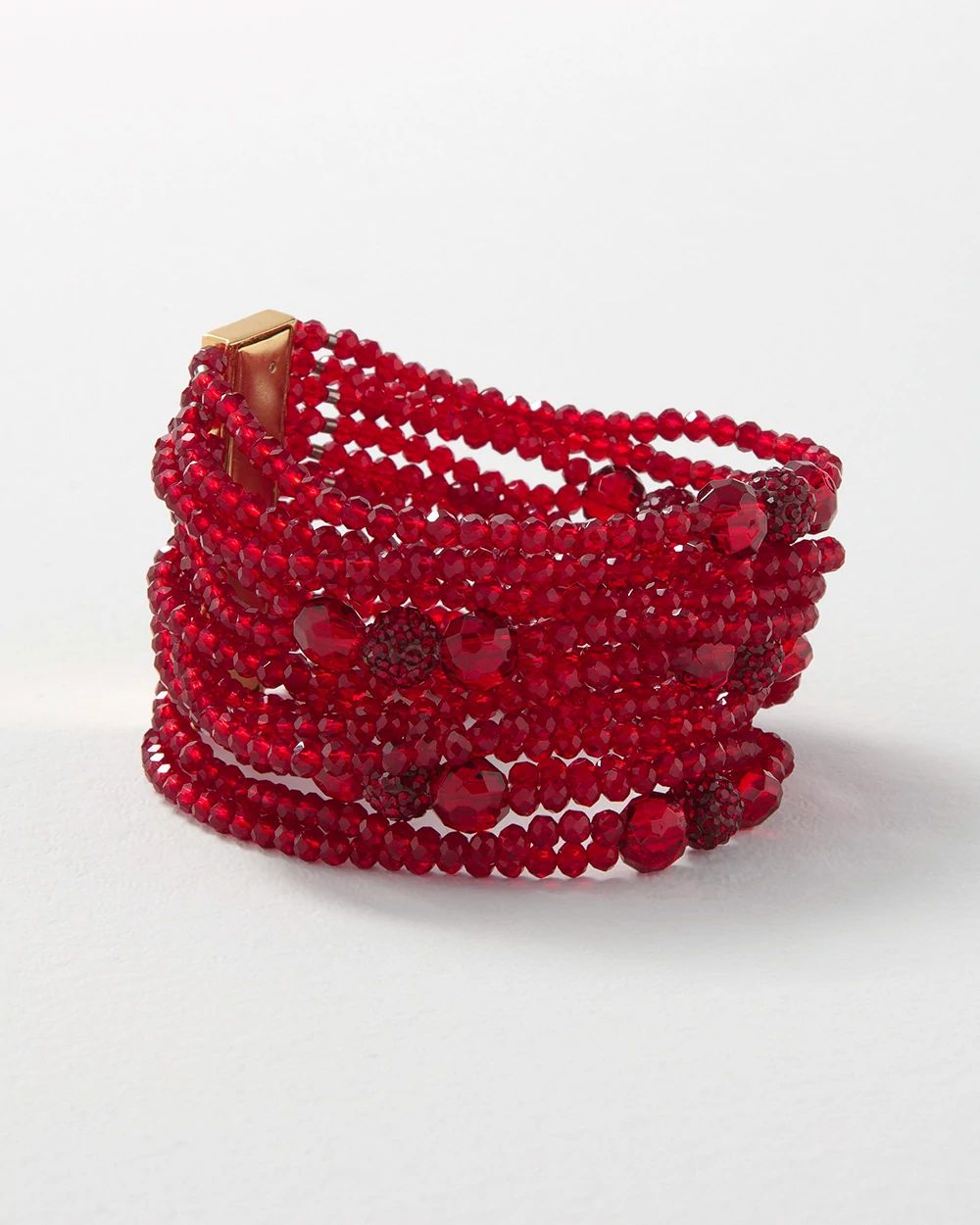 Red Beaded Stretch Bracelet click to view larger image.