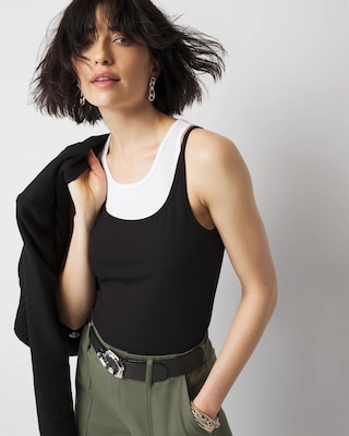 WHBM FORME™ Ribbed Stretch Layered Tank click to view larger image.