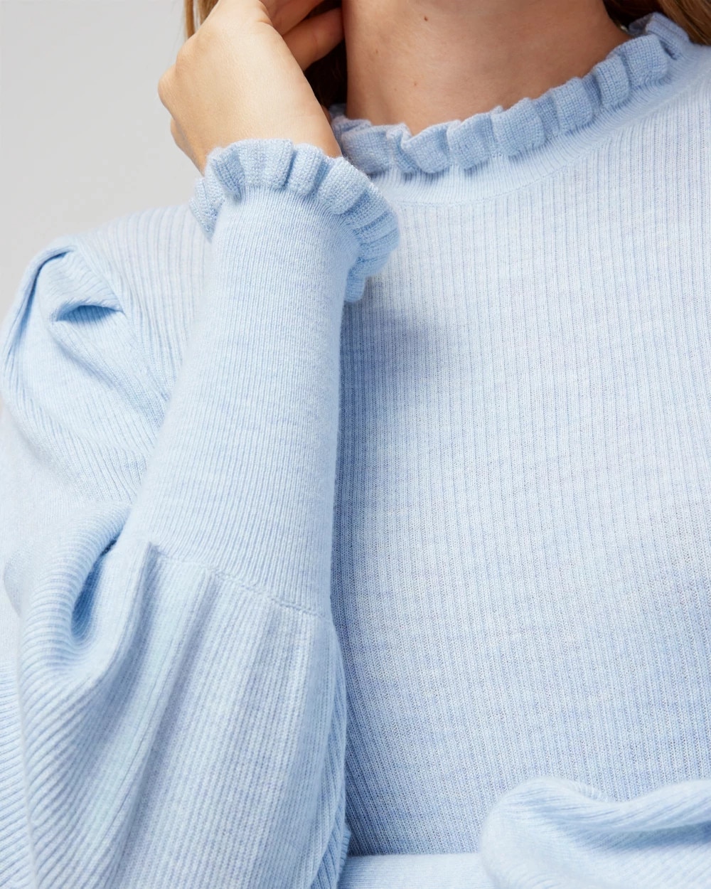 Cashmere Blend Blouson Sleeve Pull Over