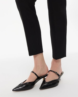 Croc Faux Leather Kitten Heel Mules