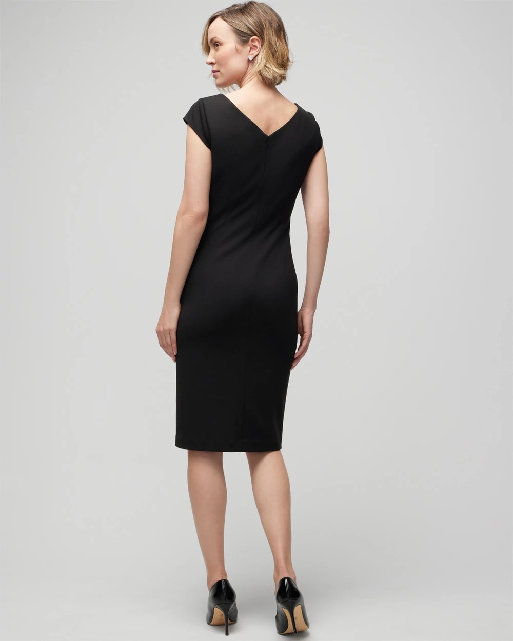 Cap Sleeve Draped Sheath Dress