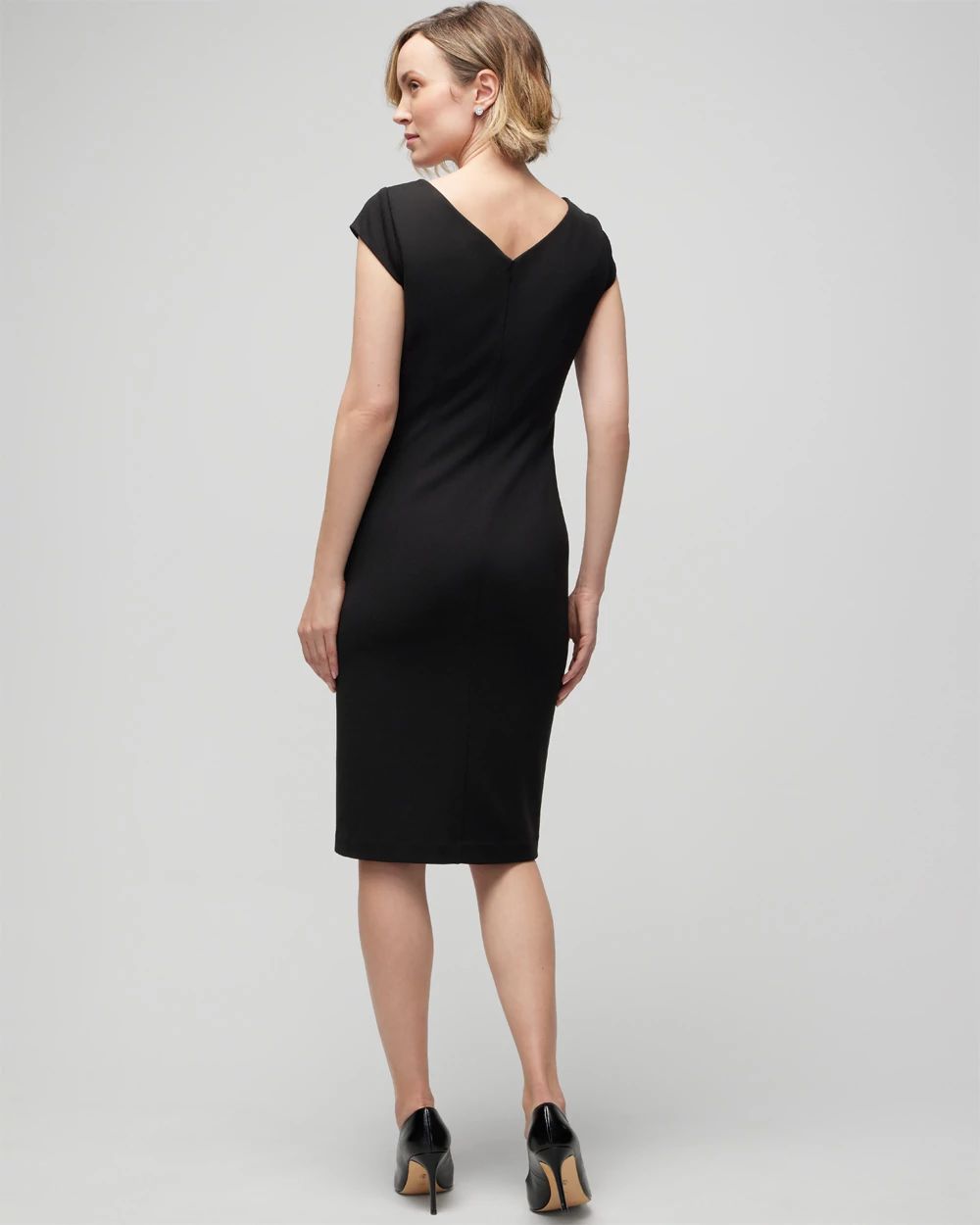 Cap Sleeve Draped Sheath Dress click to view larger image.