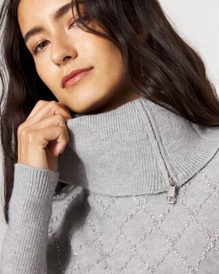 Sequin Argyle Sweater Poncho click to view larger image.