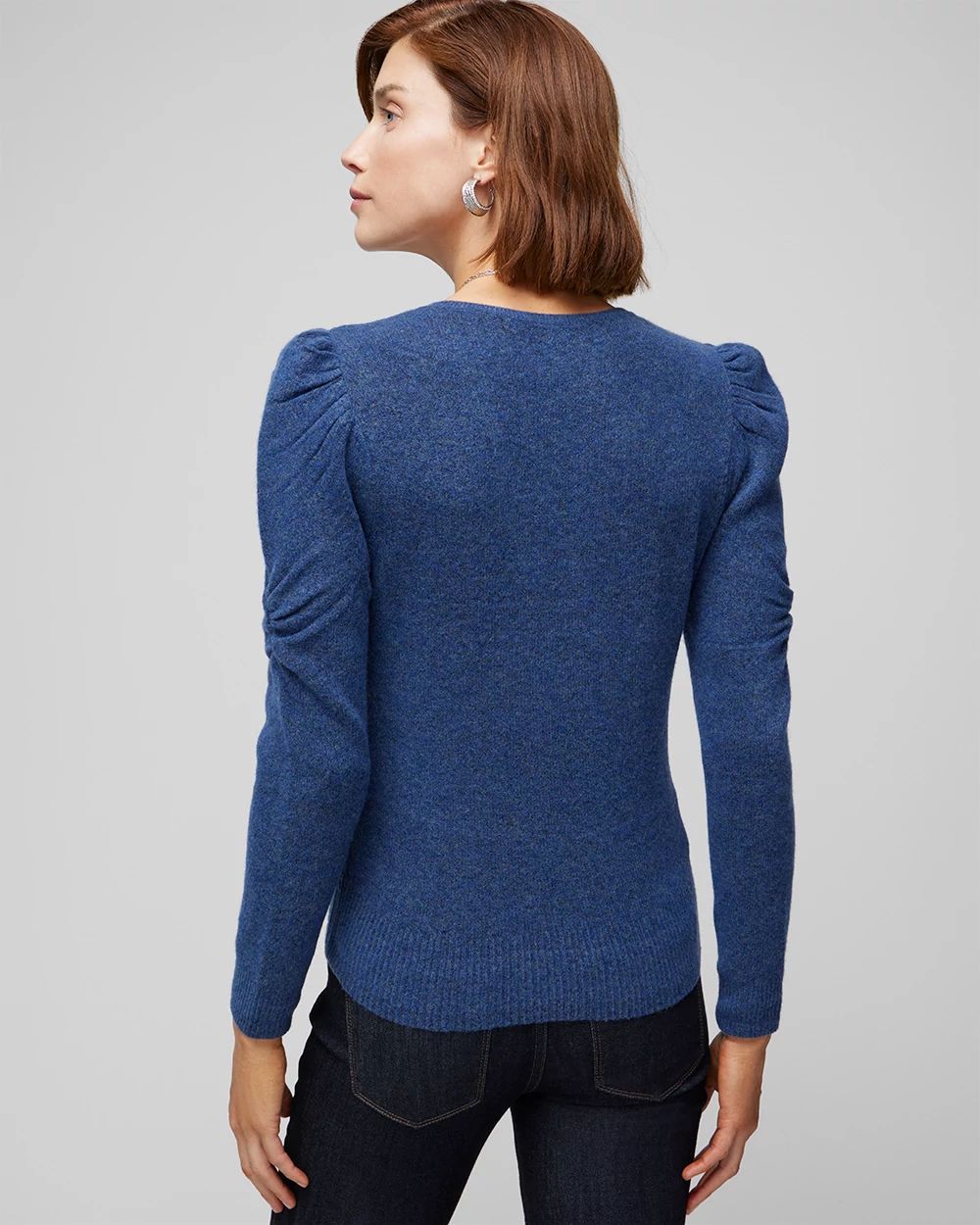 Petite Puff Sleeve V-Neck Pull Over