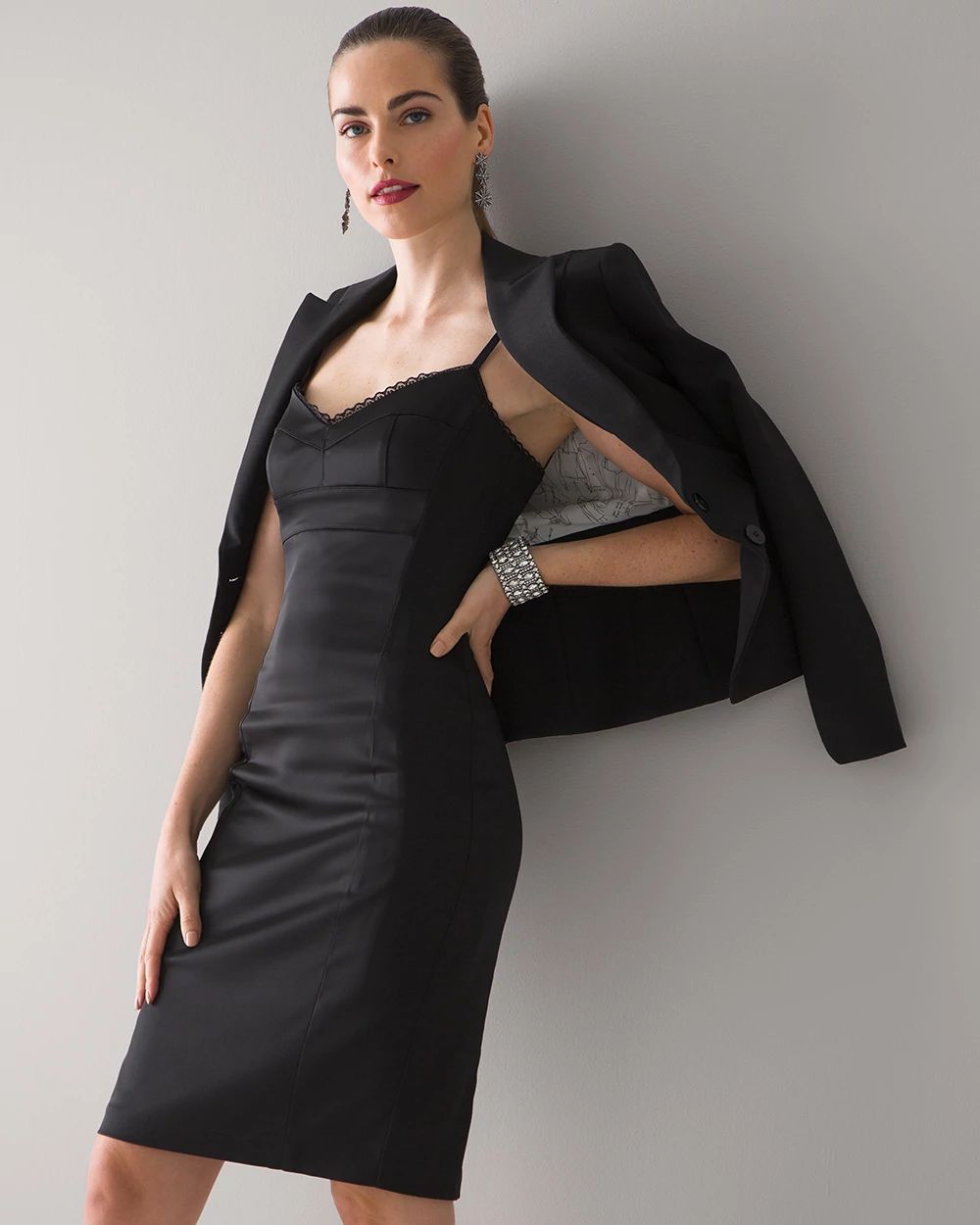 Satin Bustier Sheath Dress White House Black Market