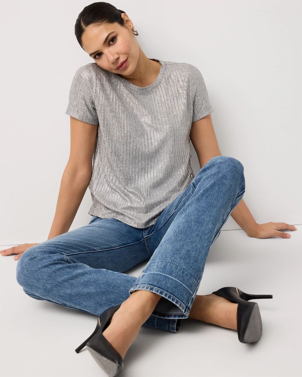 Shimmery Side Button Tee click to view larger image.