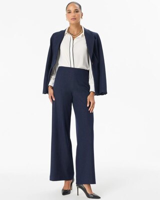 Denim-Look High Rise Wide Leg Pant click to view larger image.