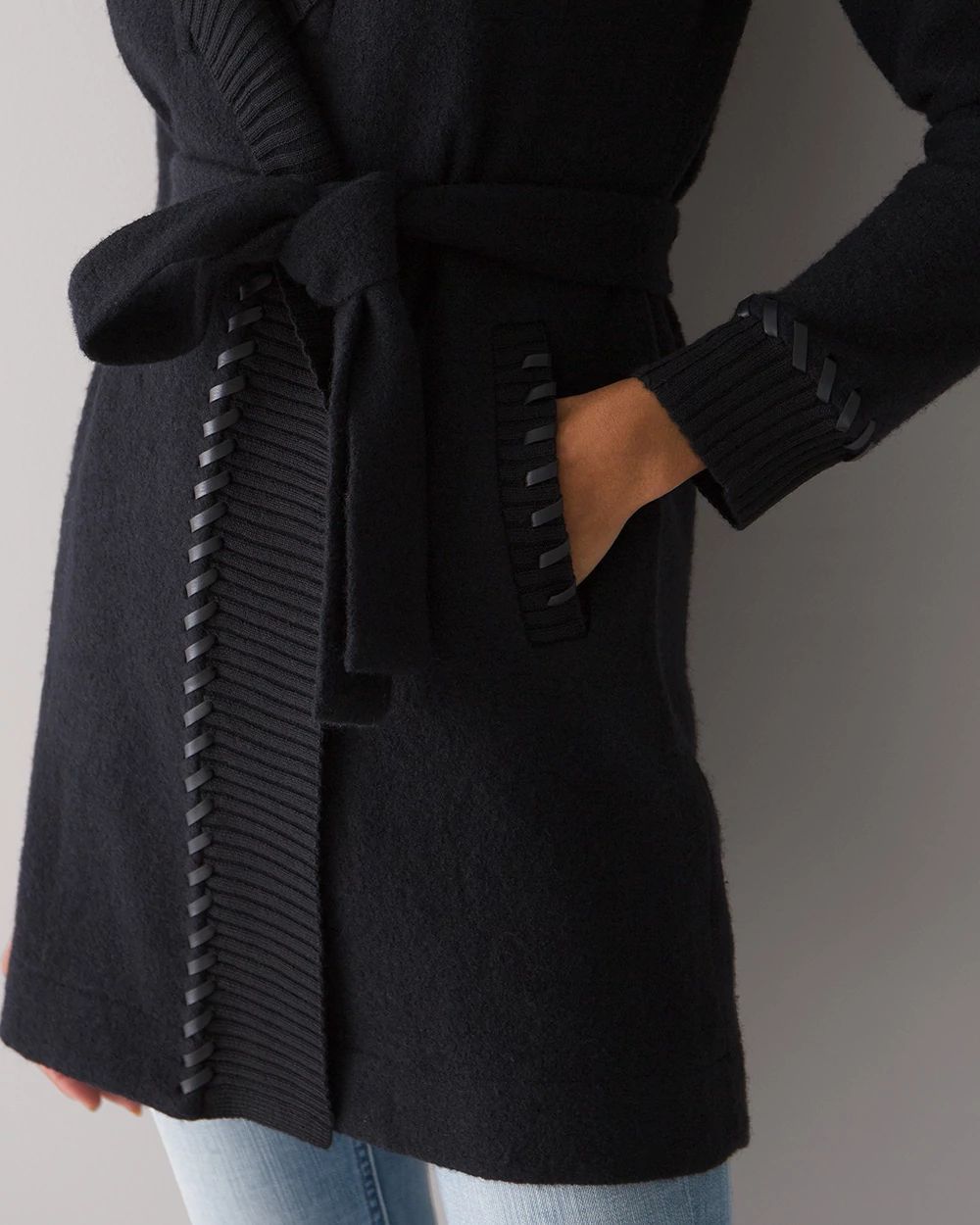 Long Sleeve Whipstitch Sweater Coat