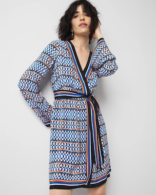 Long-Sleeve Surplice Mini Dress click to view larger image.