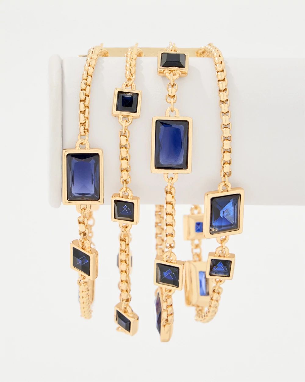 Dark Blue Glass Stones Magnetic Bracelet click to view larger image.