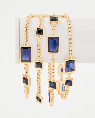 Dark Blue Glass Stones Magnetic Bracelet click to view larger image.