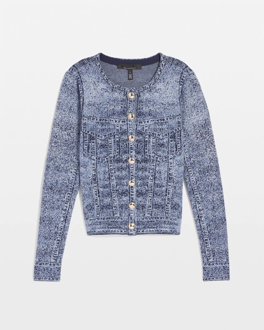 Denim Print Cardigan click to view larger image.