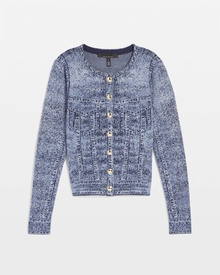 Denim Print Cardigan click to view larger image.