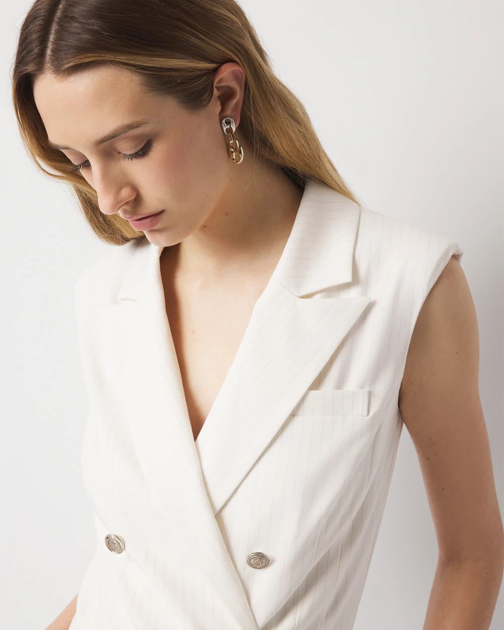Pinstriped Double-Breasted Blazer Romper