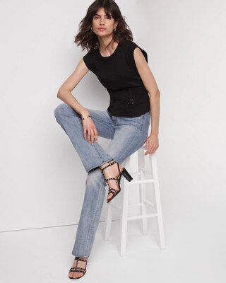 Lace-Up Peplum Tee click to view larger image.