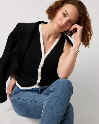 Petite Long Sleeve Soft Shirt with Piping click to view larger image.